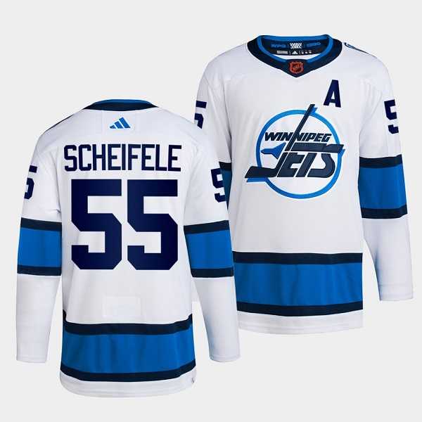 Men%27s Winnipeg Jets #55 Mark Scheifele White 2022 Reverse Retro Stitched Jersey Dzhi->vancouver canucks->NHL Jersey